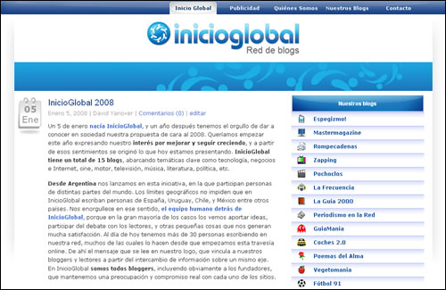Screenshot de InicioGlobal